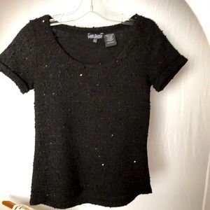 Lady Dutch sequinned scoop neck short sleeve top